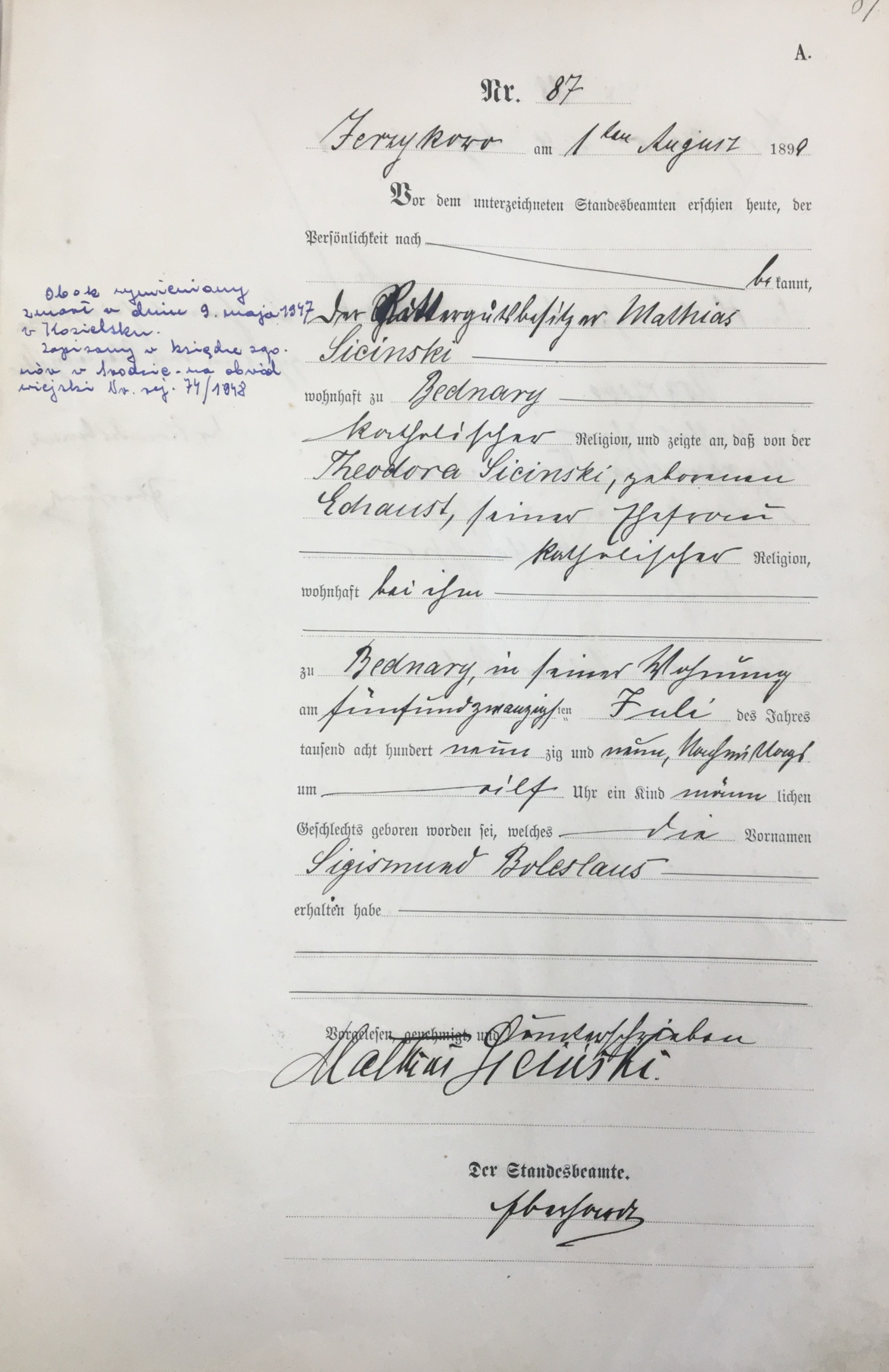 2. Z Siciński - akt urodzenia 2. Z Siciński - akt urodzenia