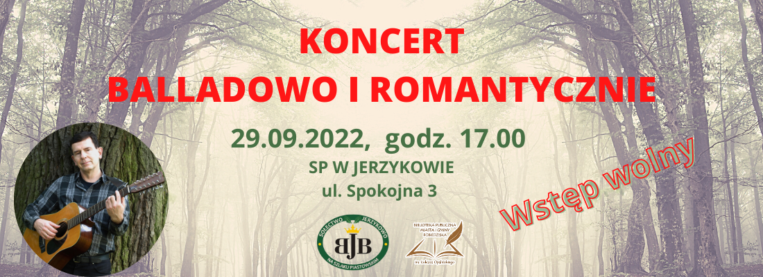 balladowo i romantycznie zaproszenie na koncert Kuby Michalskiego, 29.09.2022 godz. 17.00 Jerzykowo