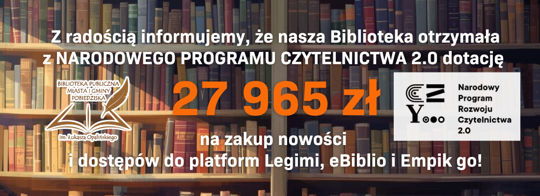 27 965 zł dotacji z NPRCz dla naszej biblioteki!